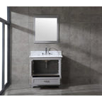 Juego de tocador de baño blanco/gris de 36" con un solo lavabo y espejo, para 1 persona
