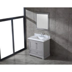 Juego de tocador de baño blanco/gris de 36" con un solo lavabo y espejo, para 1 persona