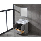 Juego de tocador de baño blanco/gris de 36" con un solo lavabo y espejo, para 1 persona
