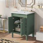 Tocador de baño independiente con lavabo individual en verde/blanco/plata/azul – 1 persona