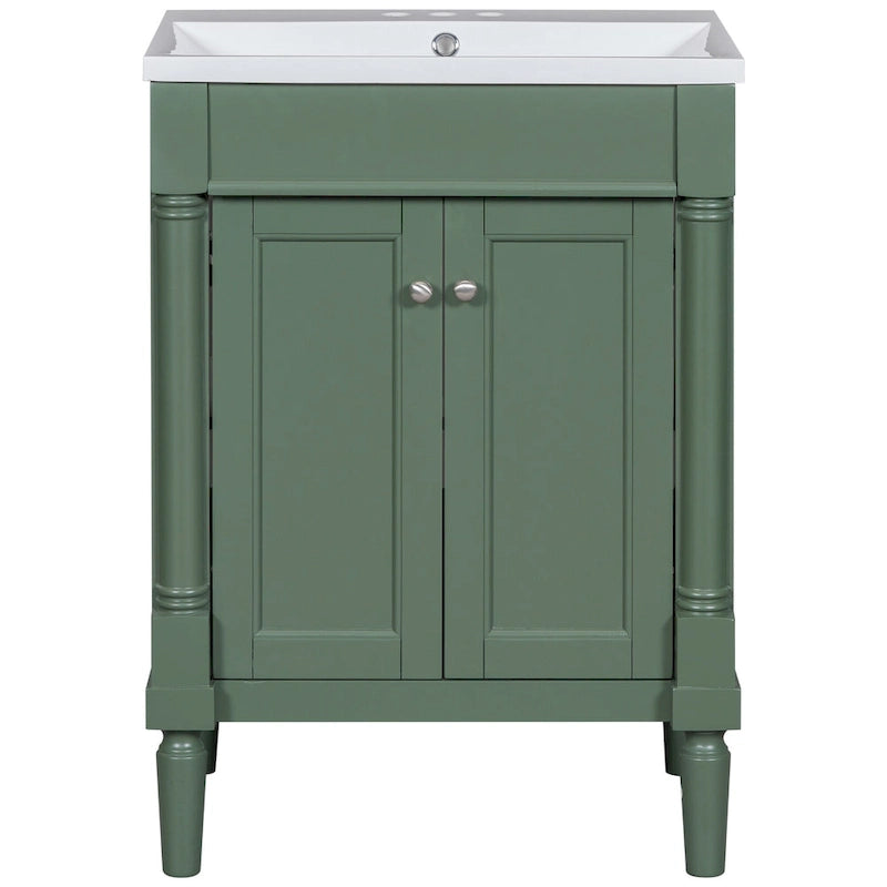 Tocador de baño independiente con lavabo individual en verde/blanco/plata/azul – 1 persona
