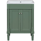 Tocador de baño independiente con lavabo individual en verde/blanco/plata/azul – 1 persona