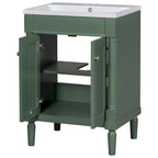 Tocador de baño independiente con lavabo individual en verde/blanco/plata/azul – 1 persona