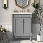 Tocador de baño independiente con lavabo individual en verde/blanco/plata/azul – 1 persona