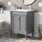 Tocador de baño independiente con lavabo individual en verde/blanco/plata/azul – 1 persona