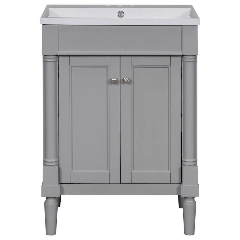Tocador de baño independiente con lavabo individual en verde/blanco/plata/azul – 1 persona