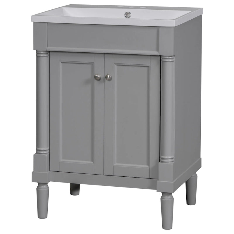 Tocador de baño independiente con lavabo individual en verde/blanco/plata/azul – 1 persona