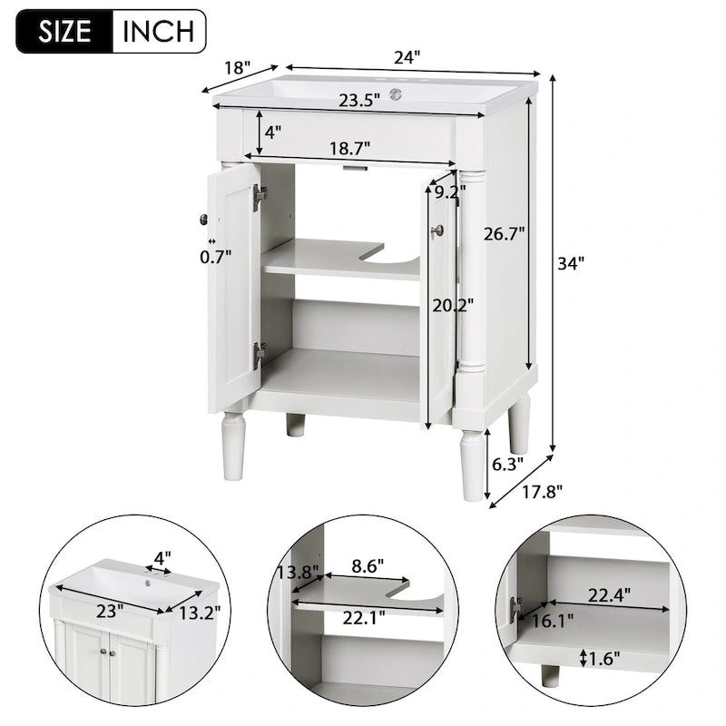 Tocador de baño independiente con lavabo individual en verde/blanco/plata/azul – 1 persona