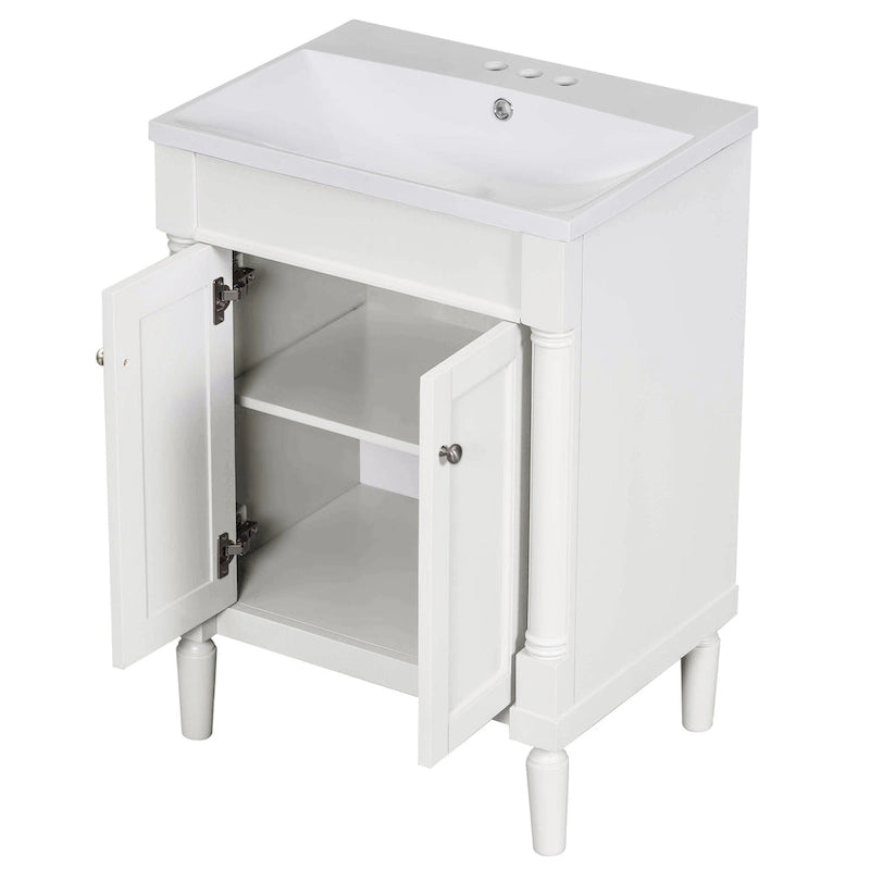 Tocador de baño independiente con lavabo individual en verde/blanco/plata/azul – 1 persona