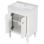 Tocador de baño independiente con lavabo individual en verde/blanco/plata/azul – 1 persona
