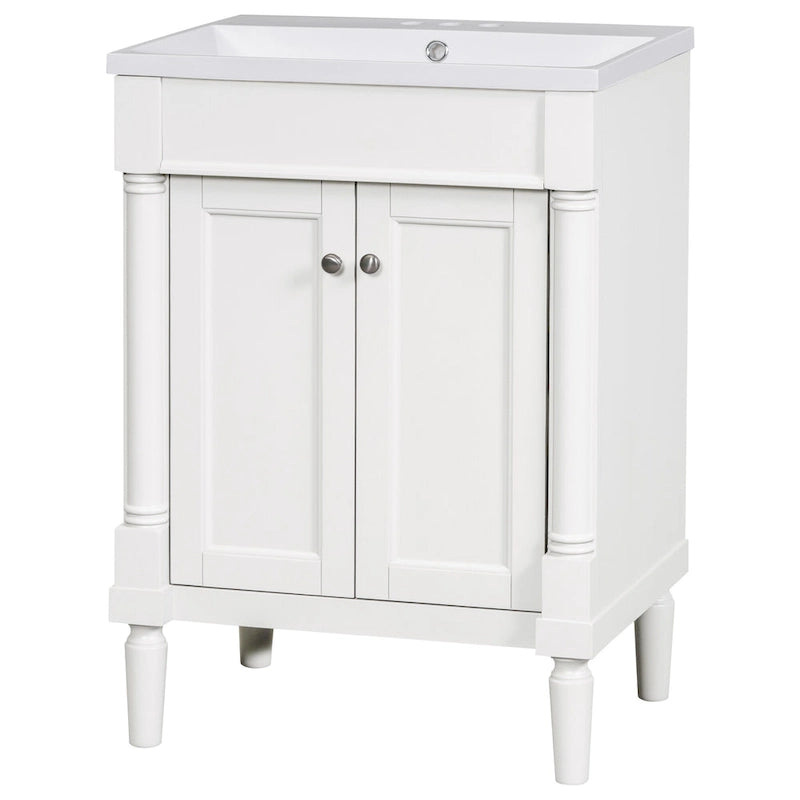 Tocador de baño independiente con lavabo individual en verde/blanco/plata/azul – 1 persona
