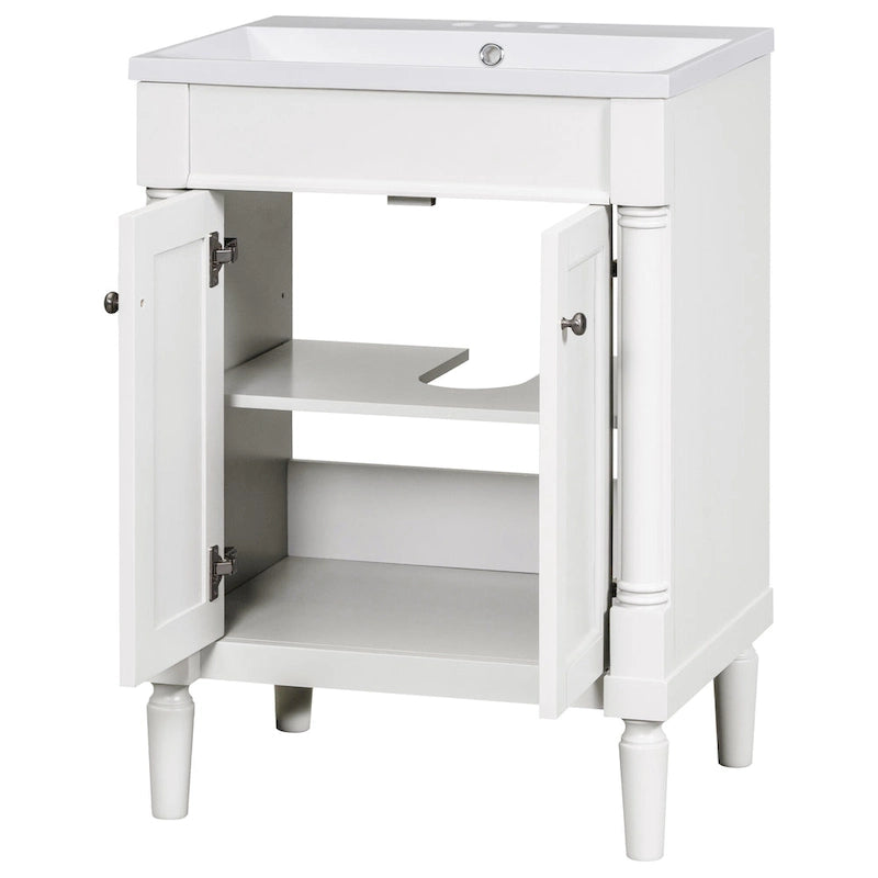 Tocador de baño independiente con lavabo individual en verde/blanco/plata/azul – 1 persona
