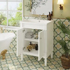 Tocador de baño independiente con lavabo individual en verde/blanco/plata/azul – 1 persona