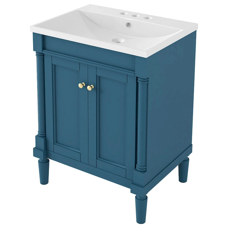 Tocador de baño independiente con lavabo individual en verde/blanco/plata/azul – 1 persona