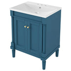 Tocador de baño independiente con lavabo individual en verde/blanco/plata/azul – 1 persona