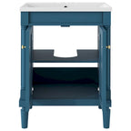 Tocador de baño independiente con lavabo individual en verde/blanco/plata/azul – 1 persona