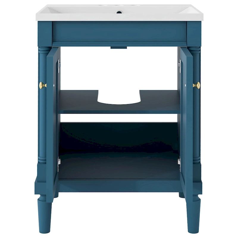 Tocador de baño independiente con lavabo individual en verde/blanco/plata/azul – 1 persona