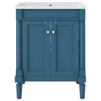 Tocador de baño independiente con lavabo individual en verde/blanco/plata/azul – 1 persona