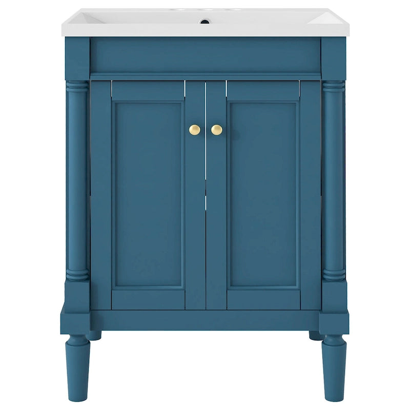 Tocador de baño independiente con lavabo individual en verde/blanco/plata/azul – 1 persona