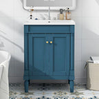 Tocador de baño independiente con lavabo individual en verde/blanco/plata/azul – 1 persona