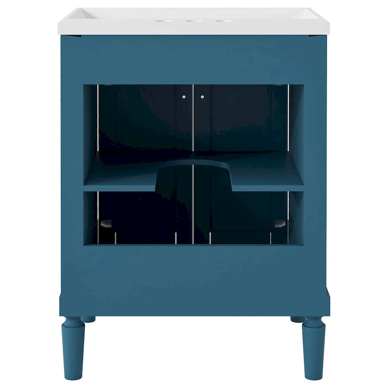 Tocador de baño independiente con lavabo individual en verde/blanco/plata/azul – 1 persona