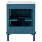 Tocador de baño independiente con lavabo individual en verde/blanco/plata/azul – 1 persona