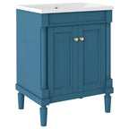 Tocador de baño independiente con lavabo individual en verde/blanco/plata/azul – 1 persona
