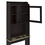 Armario de pared para inodoro con acabado de madera marrón, individual, 23.25" An. x 7.5" Prof. x 69" Al.