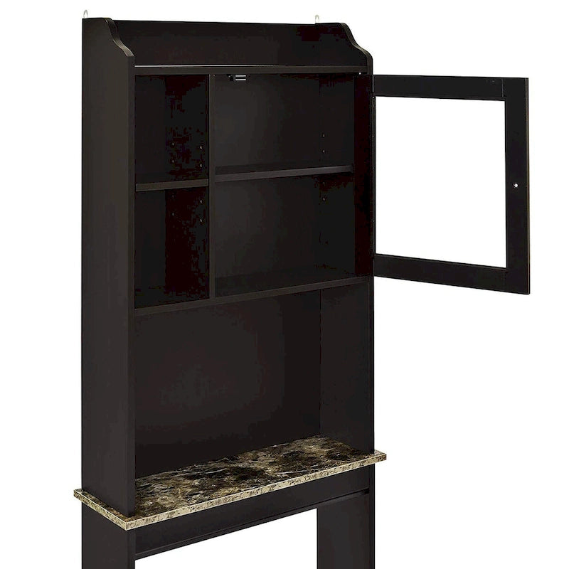 Armario de pared para inodoro con acabado de madera marrón, individual, 23.25" An. x 7.5" Prof. x 69" Al.