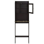 Armario de pared para inodoro con acabado de madera marrón, individual, 23.25" An. x 7.5" Prof. x 69" Al.