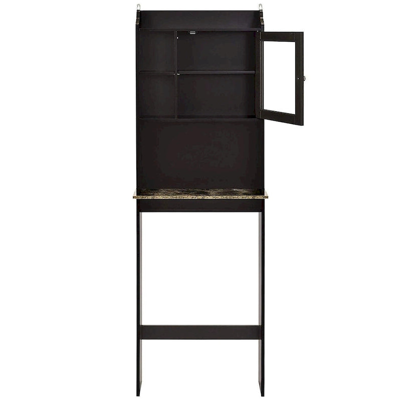 Armario de pared para inodoro con acabado de madera marrón, individual, 23.25" An. x 7.5" Prof. x 69" Al.