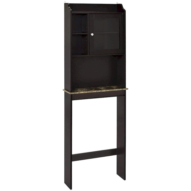 Armario de pared para inodoro con acabado de madera marrón, individual, 23.25" An. x 7.5" Prof. x 69" Al.