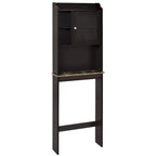 Armario de pared para inodoro con acabado de madera marrón, individual, 23.25" An. x 7.5" Prof. x 69" Al.