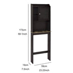 Armario de pared para inodoro con acabado de madera marrón, individual, 23.25" An. x 7.5" Prof. x 69" Al.