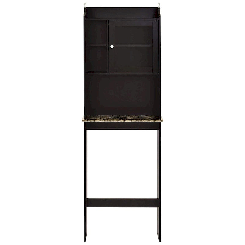 Armario de pared para inodoro con acabado de madera marrón, individual, 23.25" An. x 7.5" Prof. x 69" Al.
