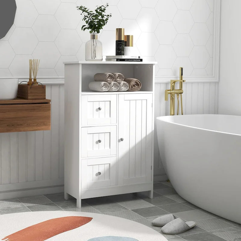 Armario de pie para baño con 3 cajones y 1 puerta