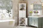 Triangle Tall Bathroom Cabinet with 3 Drawers and Adjustable Shelves