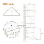 Mueble esquinero triangular blanco/gris, 3 cajones y estante ajustable, 1 persona