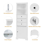 Mueble esquinero triangular blanco/gris, 3 cajones y estante ajustable, 1 persona