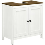 Armario bajo lavabo blanco, mueble de almacenamiento independiente de suelo con puertas dobles y estante ajustable, para un baño individual