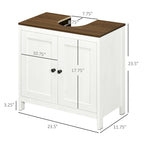 Armario bajo lavabo blanco, mueble de almacenamiento independiente de suelo con puertas dobles y estante ajustable, para un baño individual
