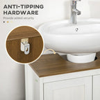 Armario bajo lavabo blanco, mueble de almacenamiento independiente de suelo con puertas dobles y estante ajustable, para un baño individual