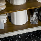 Armario bajo lavabo blanco, mueble de almacenamiento independiente de suelo con puertas dobles y estante ajustable, para un baño individual