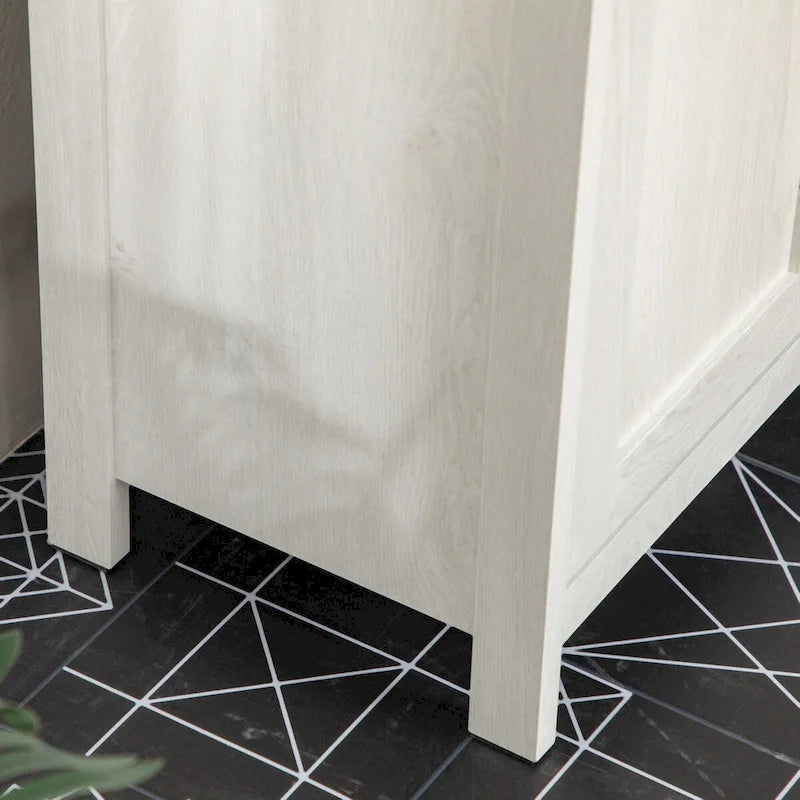 Armario bajo lavabo blanco, mueble de almacenamiento independiente de suelo con puertas dobles y estante ajustable, para un baño individual