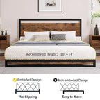 Base de cama de plataforma de metal con cabecero y piecero de madera