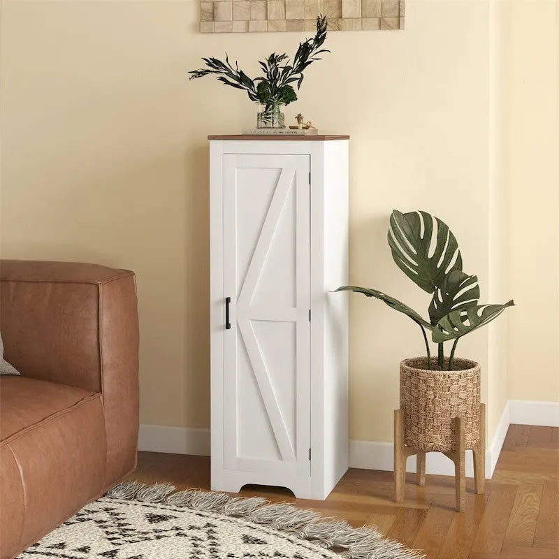 Gabinete blanco de almacenamiento de granja con puerta corrediza – Individual