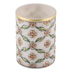 Portalápices de Malla Floral Antigua Verde y Dorada con Diseño de Mármol (Unidad)