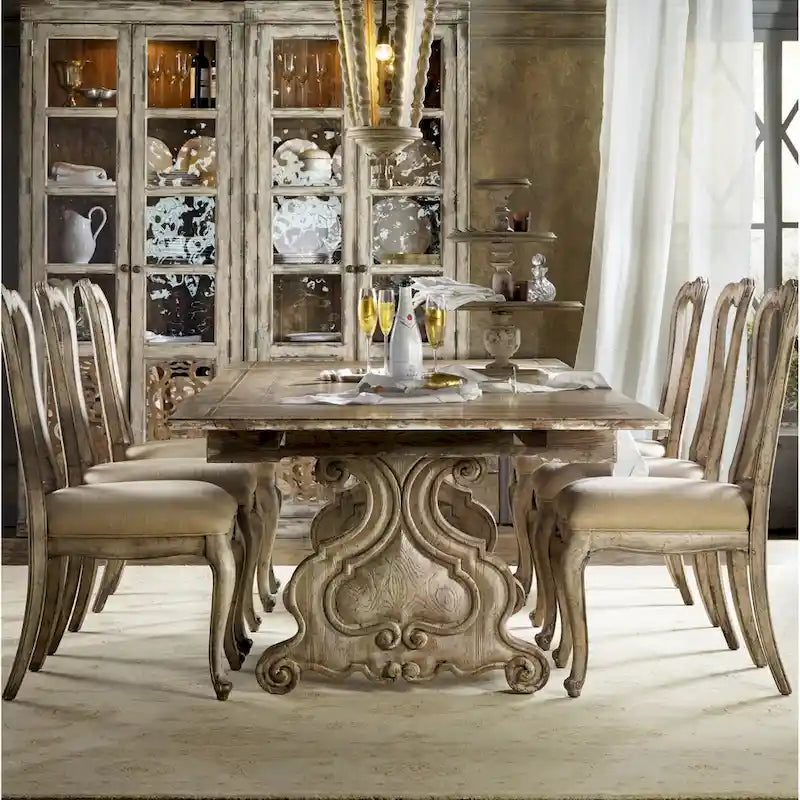 83-127 Mesa de comedor de caballetes de lujo refectorio largo